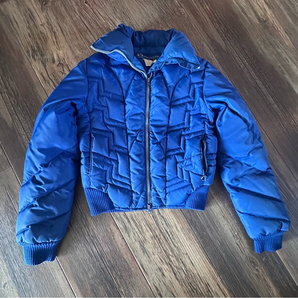 Obermeyer vintage down women's ski jacket blue s 10 small winter coat
